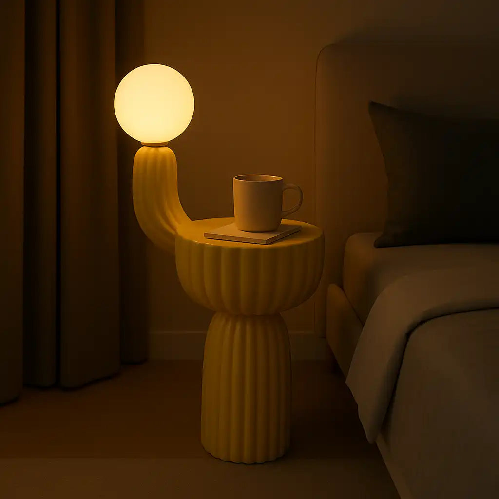 Cactus Bedside Table + Lamp