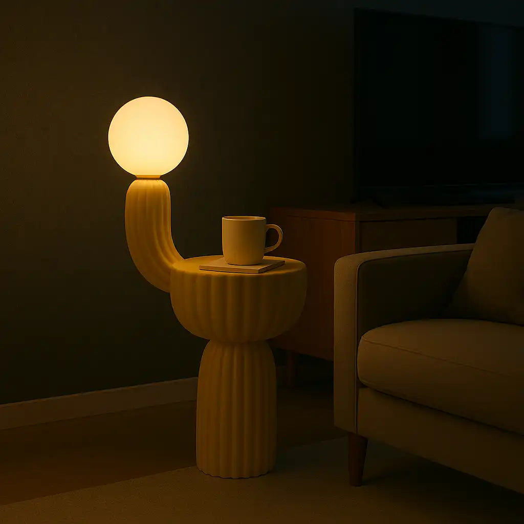 Cactus Bedside Table + Lamp