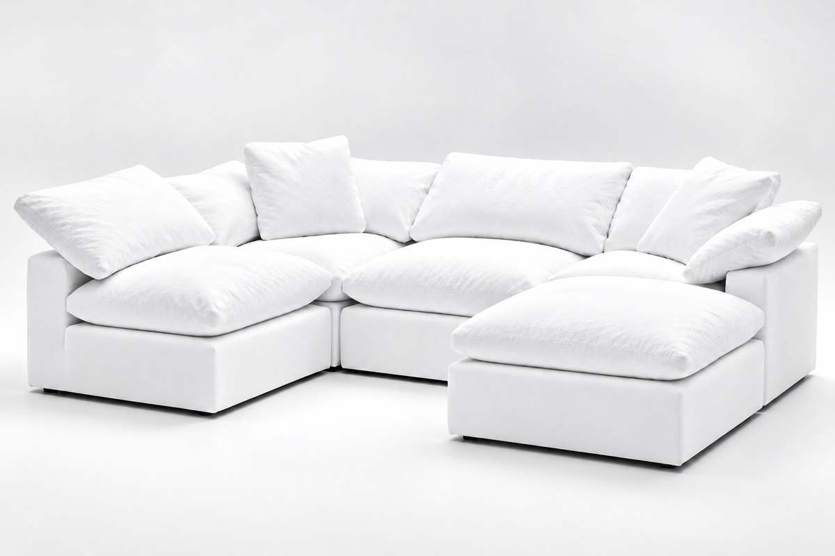 5-Cube Modular U-Sofa Armless & Ottoman Chaise