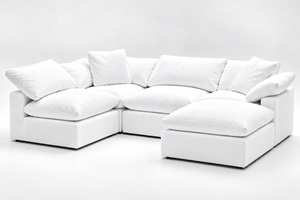 5-Cube Modular U-Sofa Armless & Ottoman Chaise