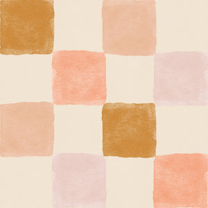 Artisan Checkered Wallpaper - Warm Terracotta and Mustard Tones