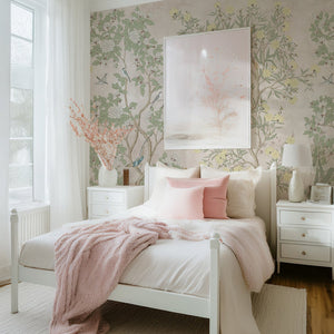 Vintage Chinoiserie Wallpaper Mural - Birds and Blossoms