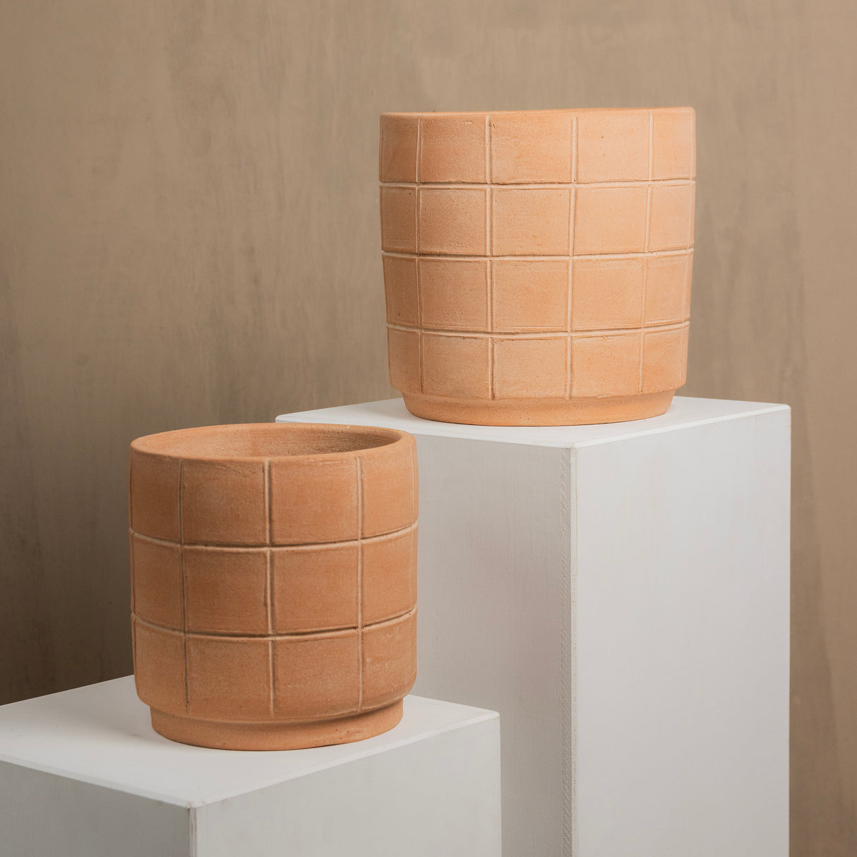 Grid Large Terracotta Planter by MESO