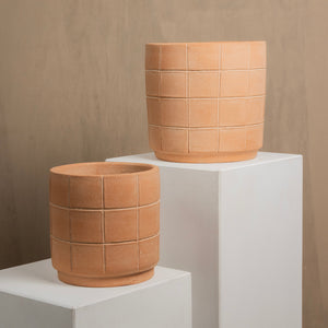 Grid Large Terracotta Planter by MESO
