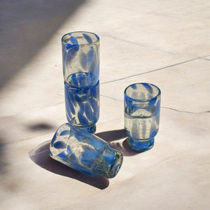 Frida Tall Stackable Glass Blue & Clear (Set of 4) by MESO