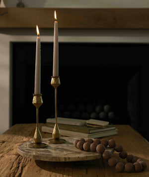 Cora Brass Taper Candle Holders, Set of 2