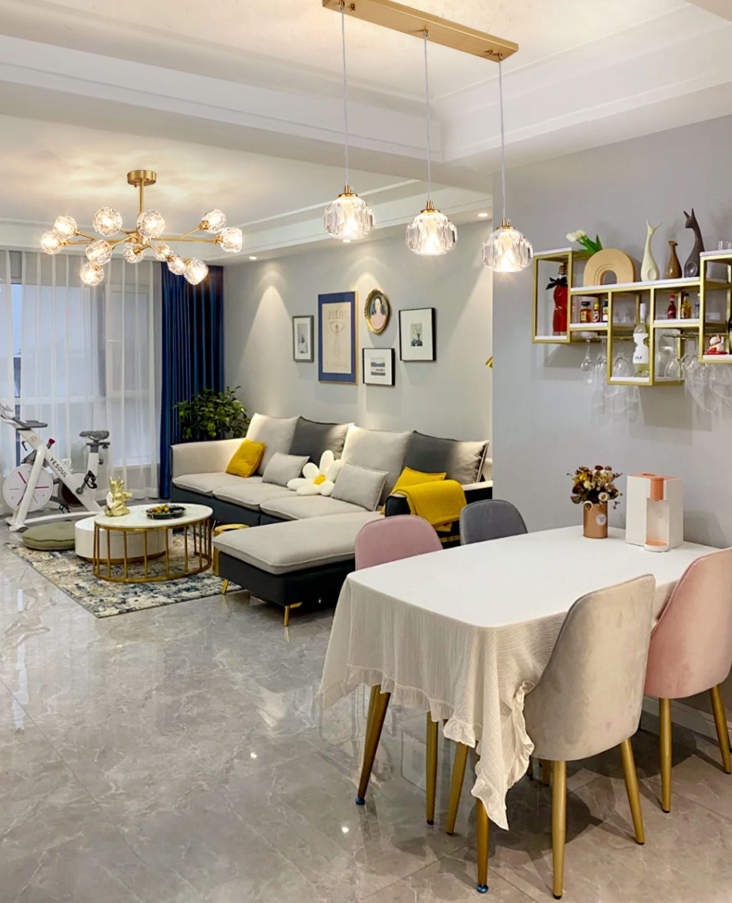 Crystal Ball Round Cluster Chandelier