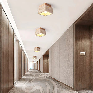 Cube Terra Block Travertine Ceiling Light