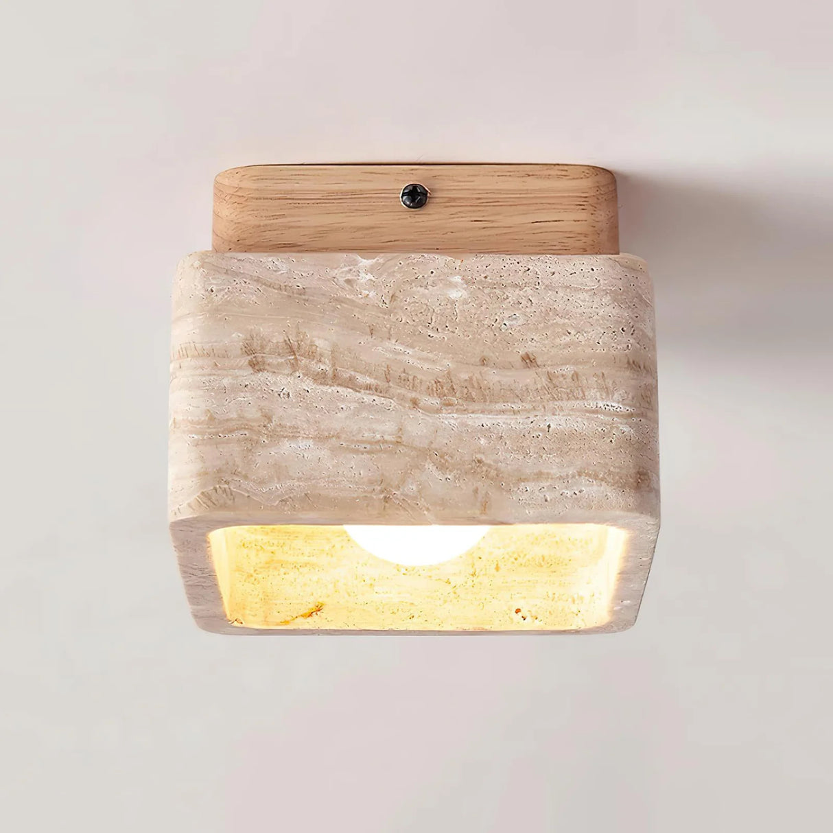 Cube Terra Block Travertine Ceiling Light