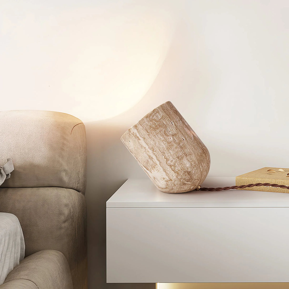 Cylinder Amidori Travertine Table Lamp