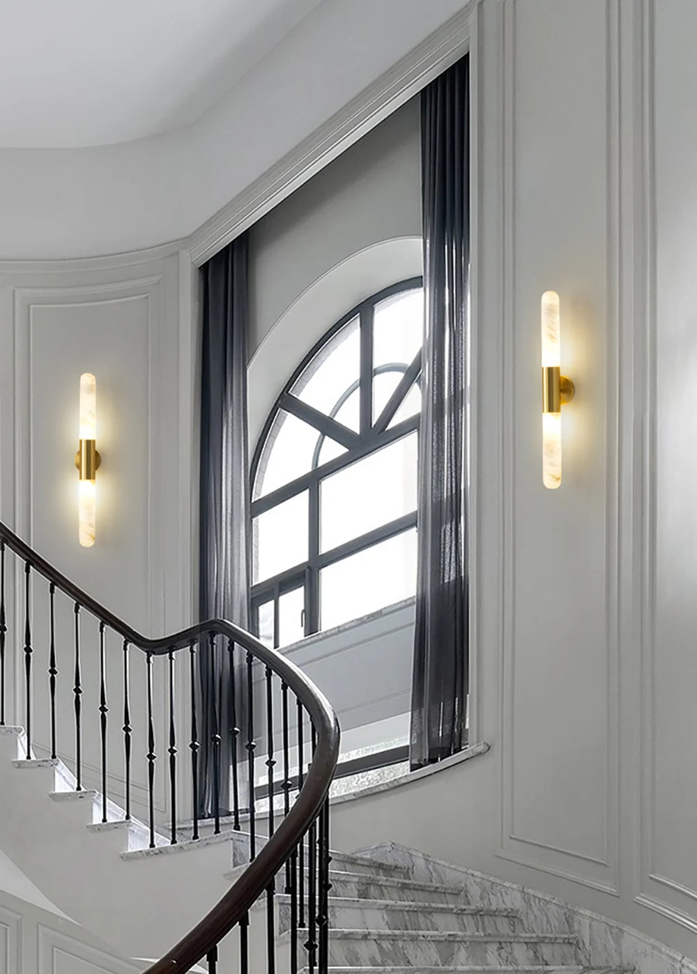 Cylindrical Alabaster Slim Wall Lamp