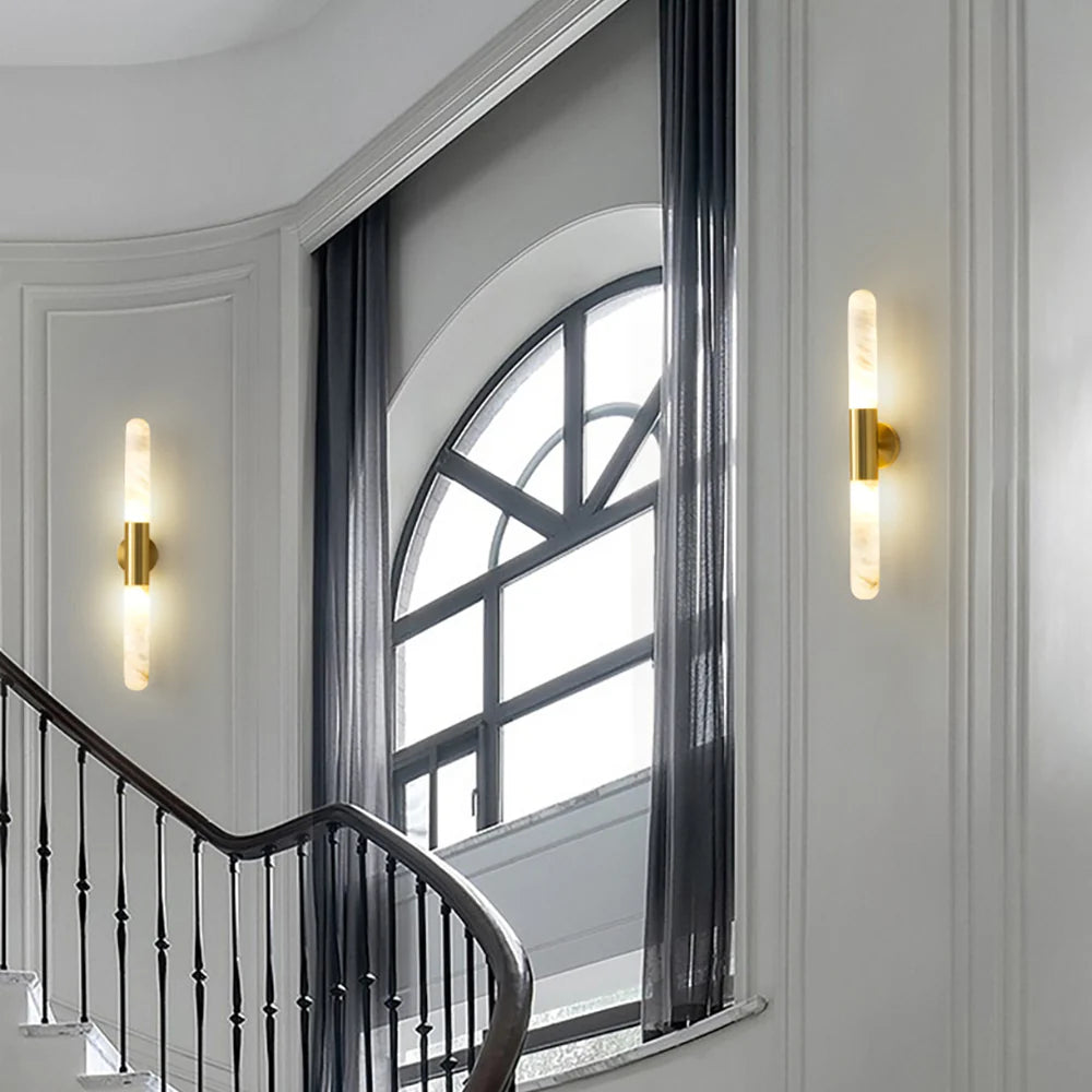 Cylindrical Alabaster Slim Wall Lamp