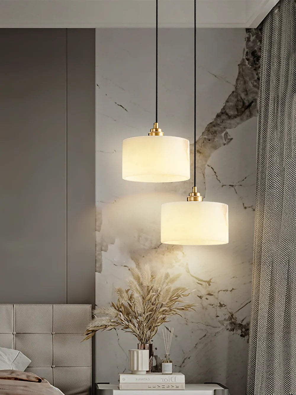 Cylindrical Alabaster Pendant Light