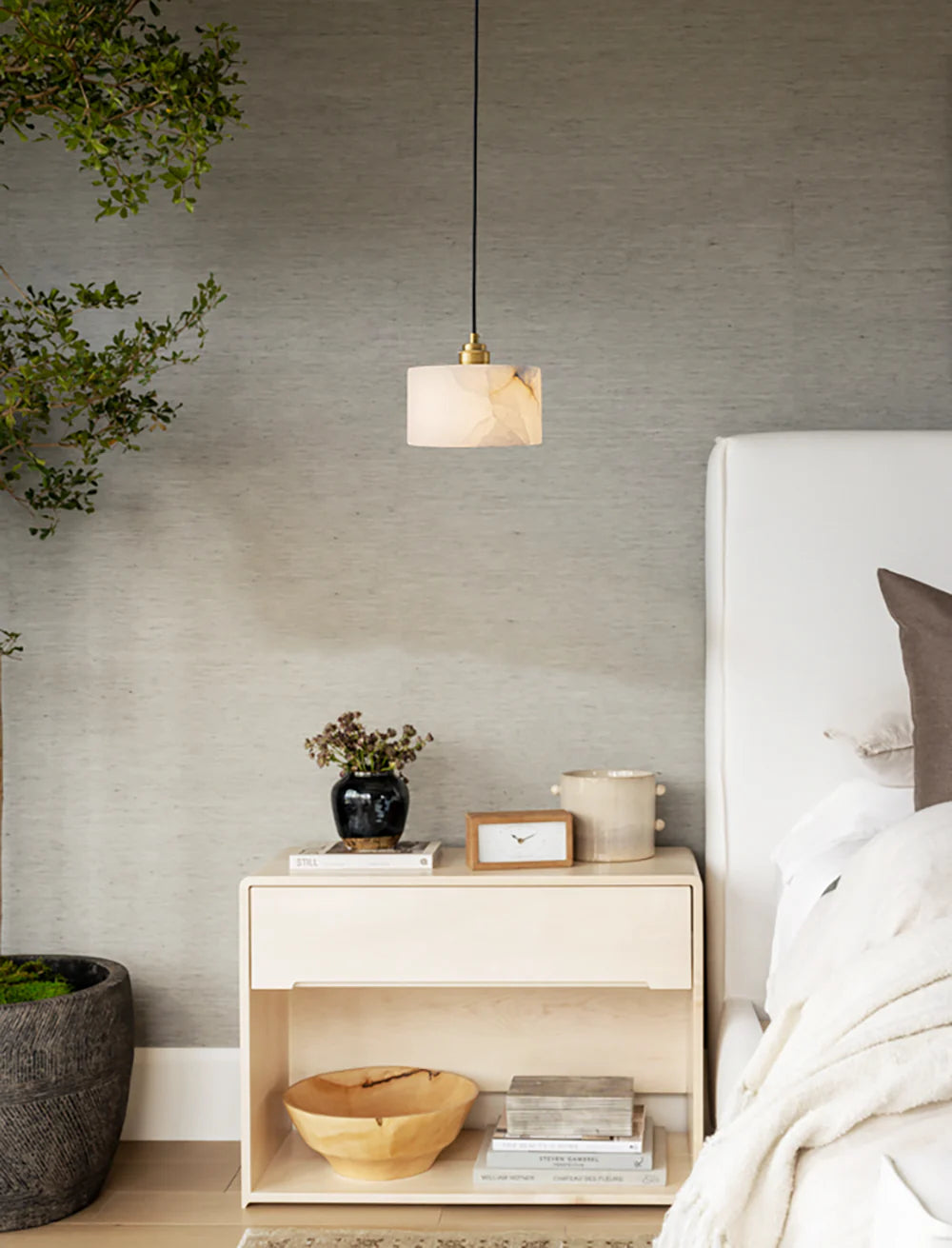 Cylindrical Alabaster Pendant Light