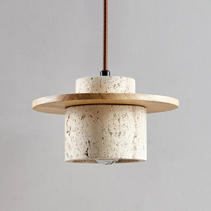 Cylindrical Stonova Duo Travertine Pendant Light