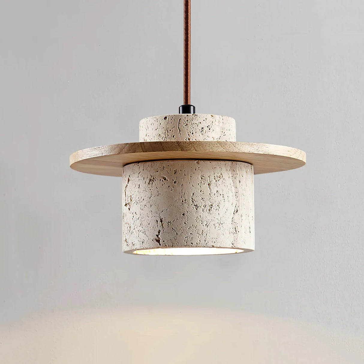 Cylindrical Stonova Duo Travertine Pendant Light