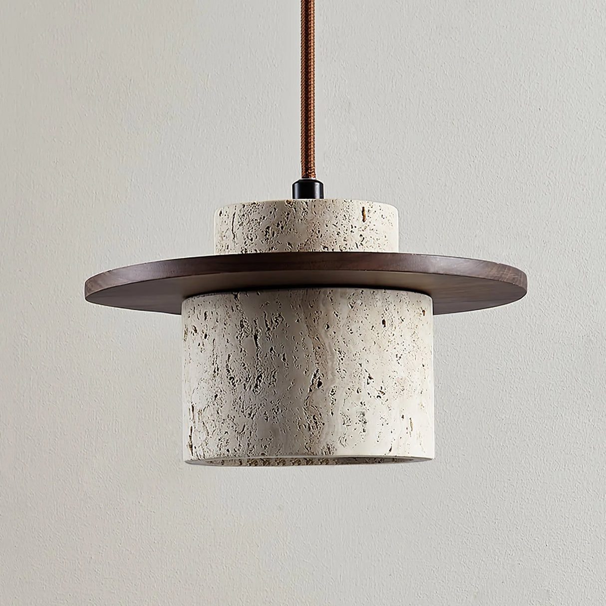 Cylindrical Stonova Duo Travertine Pendant Light