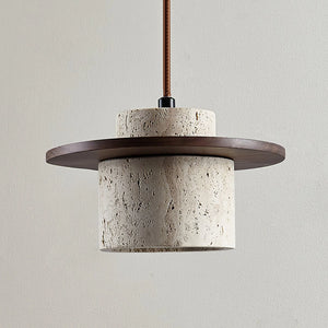 Cylindrical Stonova Duo Travertine Pendant Light