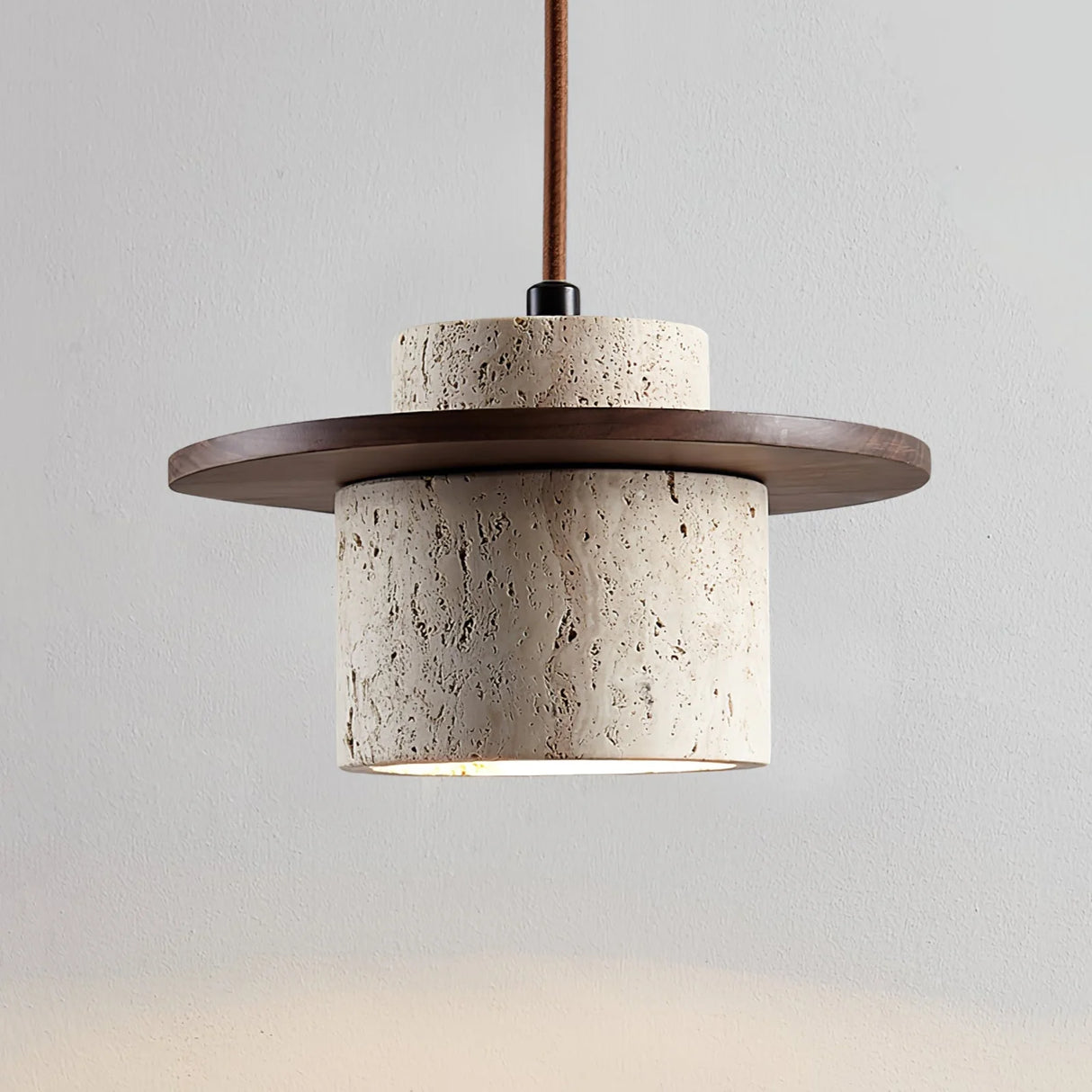 Cylindrical Stonova Duo Travertine Pendant Light