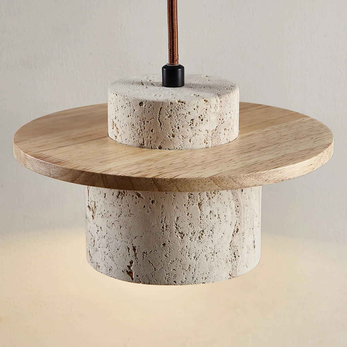 Cylindrical Stonova Duo Travertine Pendant Light