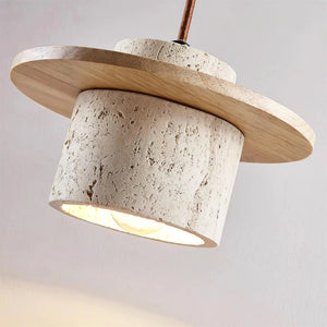 Cylindrical Stonova Duo Travertine Pendant Light