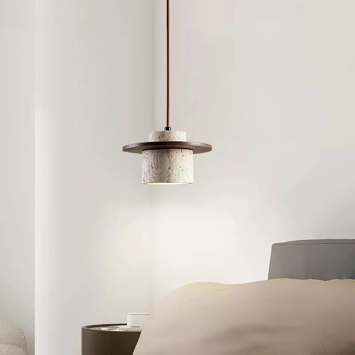 Cylindrical Stonova Duo Travertine Pendant Light