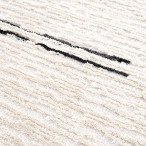 Riad Black Striped White Rug with Tassels