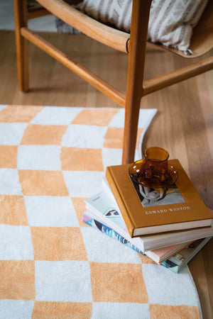 Yellow Wavy Checkered Rug