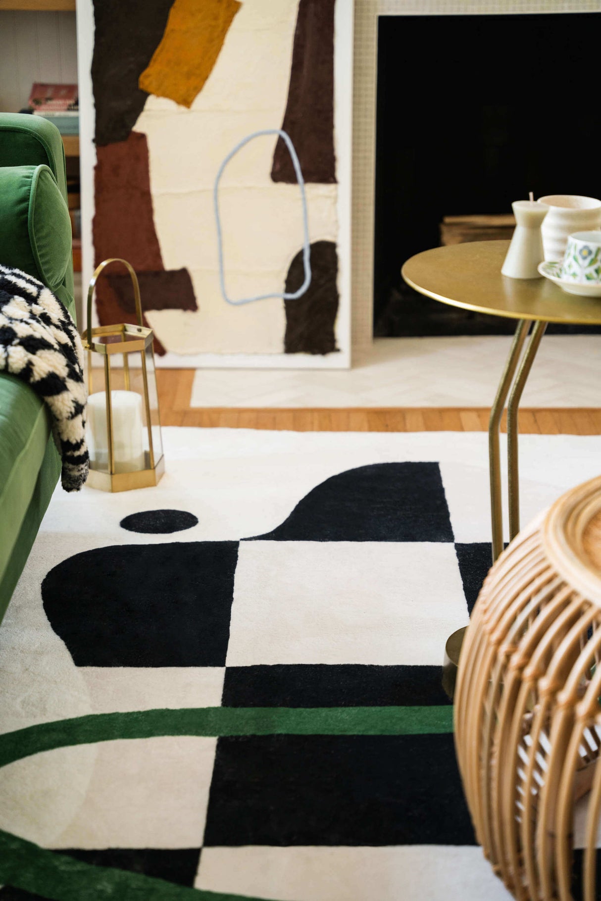 Black and White Checkered Rug