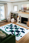 Black and White Checkered Rug