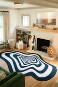 Black and White Vertigo Irregular Area Rug