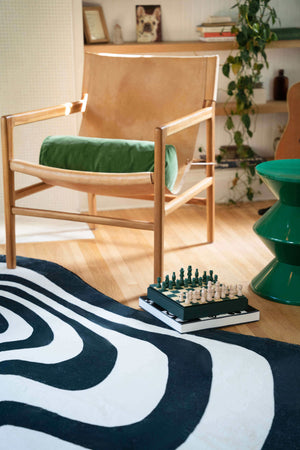 Black and White Vertigo Irregular Area Rug