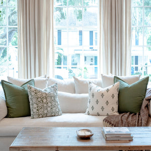 Jardim Floral Block Printed Pillow Cover | Olive