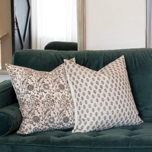 Mori Block Printed Pillow Cover | Sage Green