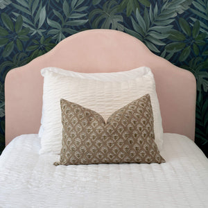 Rhea Floral Block Printed Pillow Cover | Mustard | Lumbar