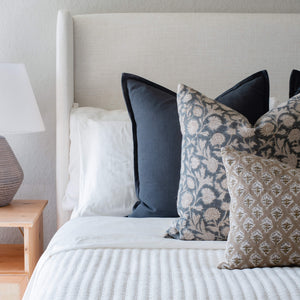 Rhea Floral Block Printed Pillow Cover | Mustard | Lumbar