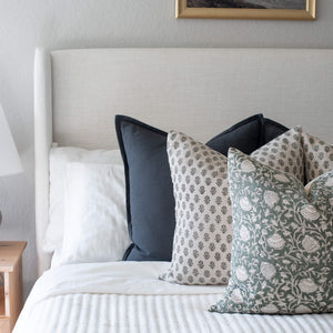 Sabine Floral Block Printed Pillow Cover | Green