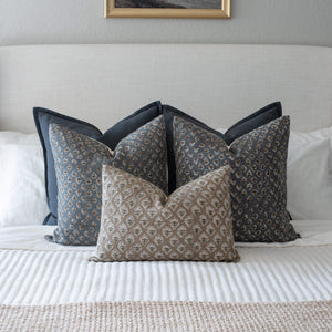 Rhea Floral Block Printed Pillow Cover | Mustard | Lumbar