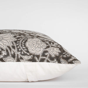 Auburn Floral Block Printed Pillow Cover | Brown
