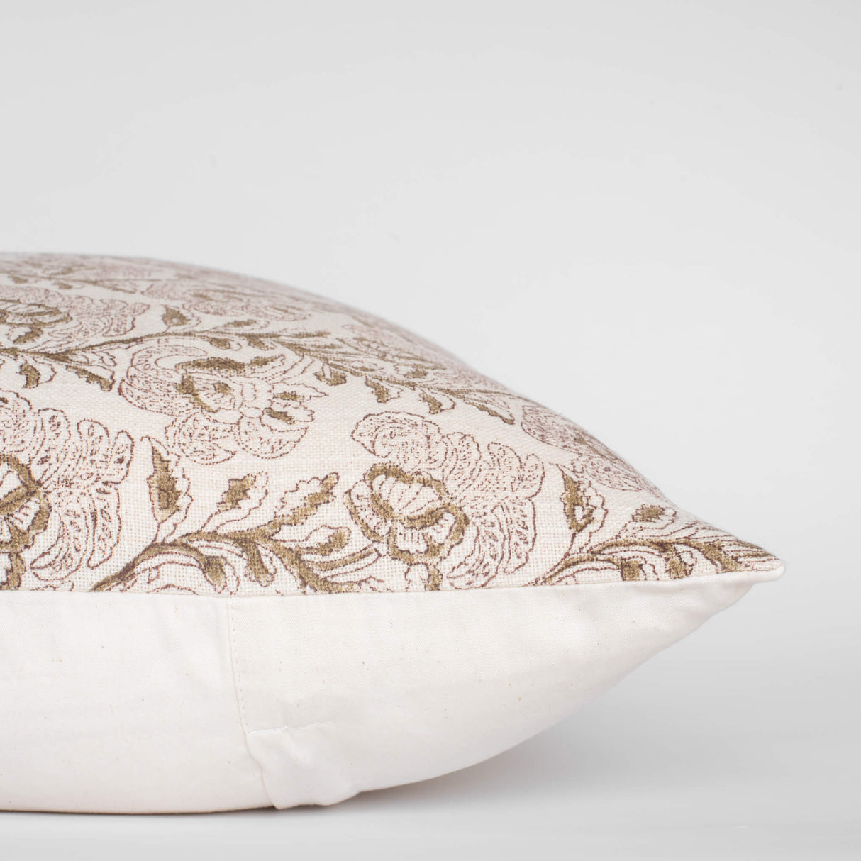 Magnolia Floral Block Printed Pillow Cover | Burgundy, Mustard