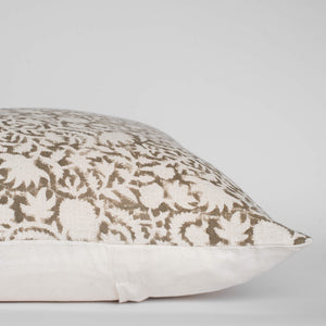 Ochre Floral Block Printed Pillow Cover | Mustard