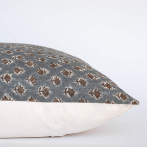Aster Floral Block Printed Pillow Cover | Blue