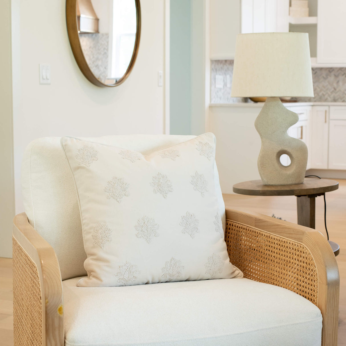 Arden Embroidered Pillow Cover | Natural