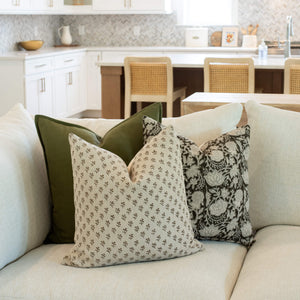 Auburn Floral Block Printed Pillow Cover | Brown