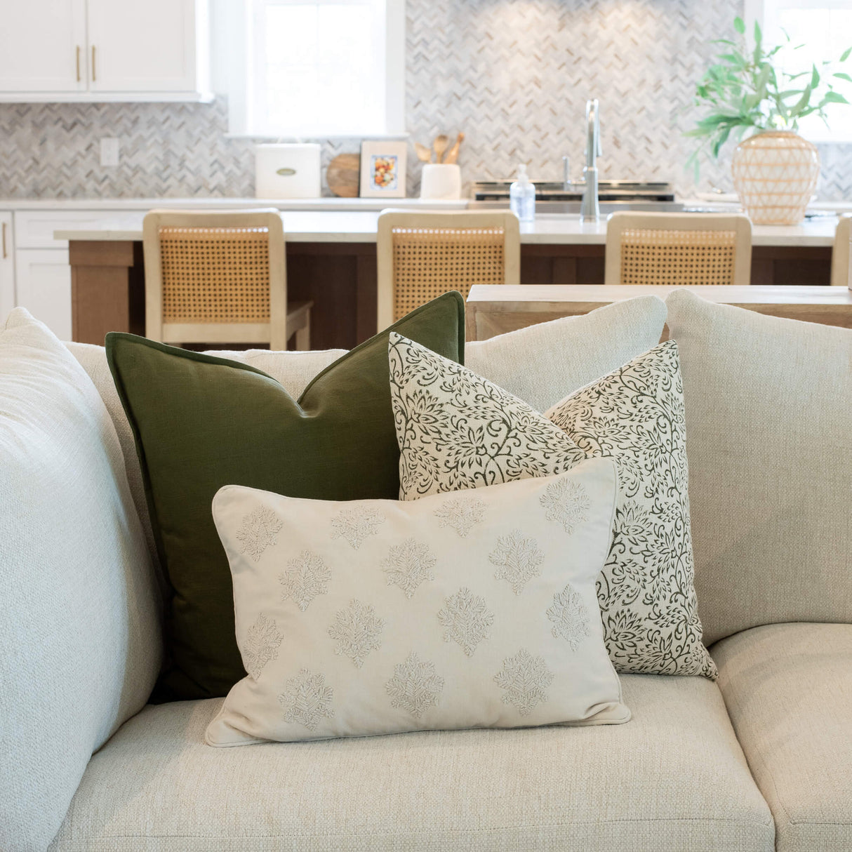 Arden Embroidered Pillow Cover | Natural | Lumbar