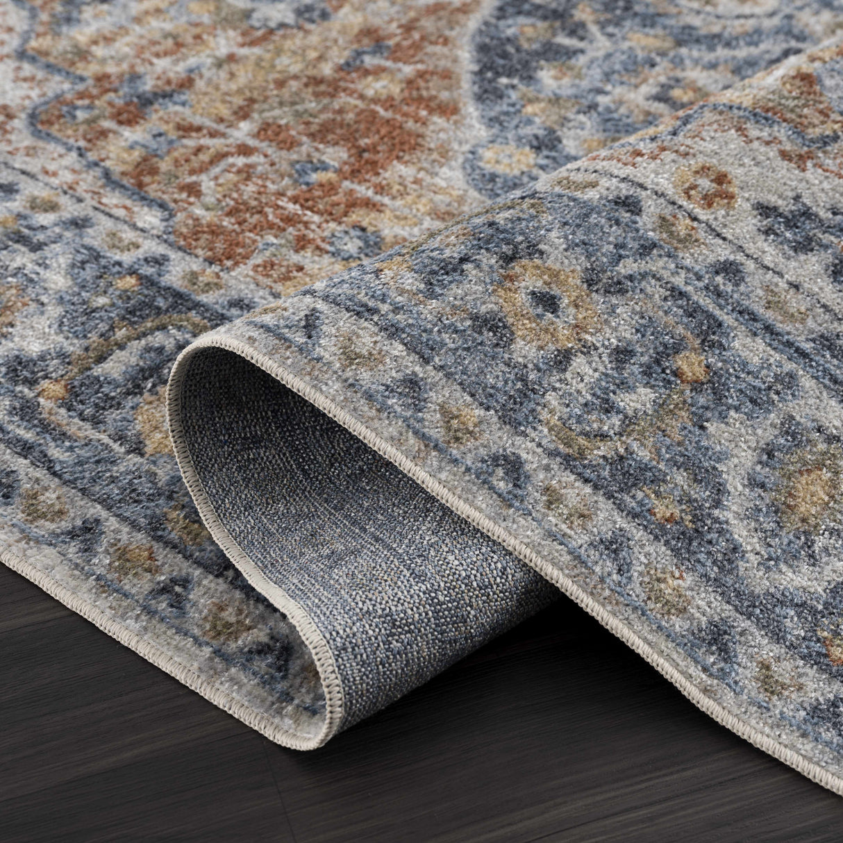 Rust Hiti Washable area rug - Clearance