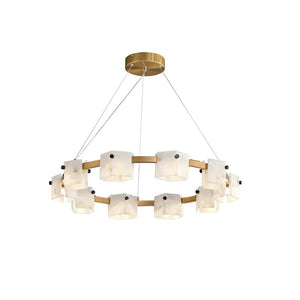 Diamond Shaped Alabaster Ring Chandelier