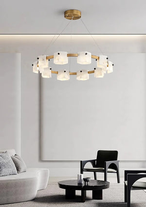 Diamond Shaped Alabaster Ring Chandelier