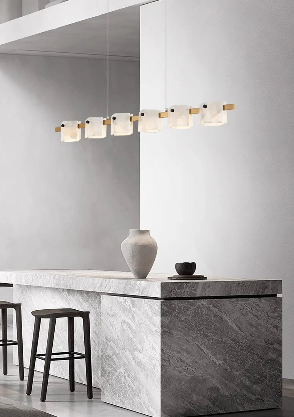 Diamond Shaped Alabaster Ring Chandelier