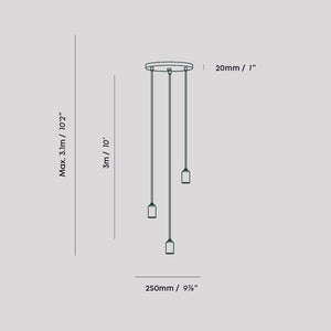 Triple Pendant in Graphite - Black Canopy